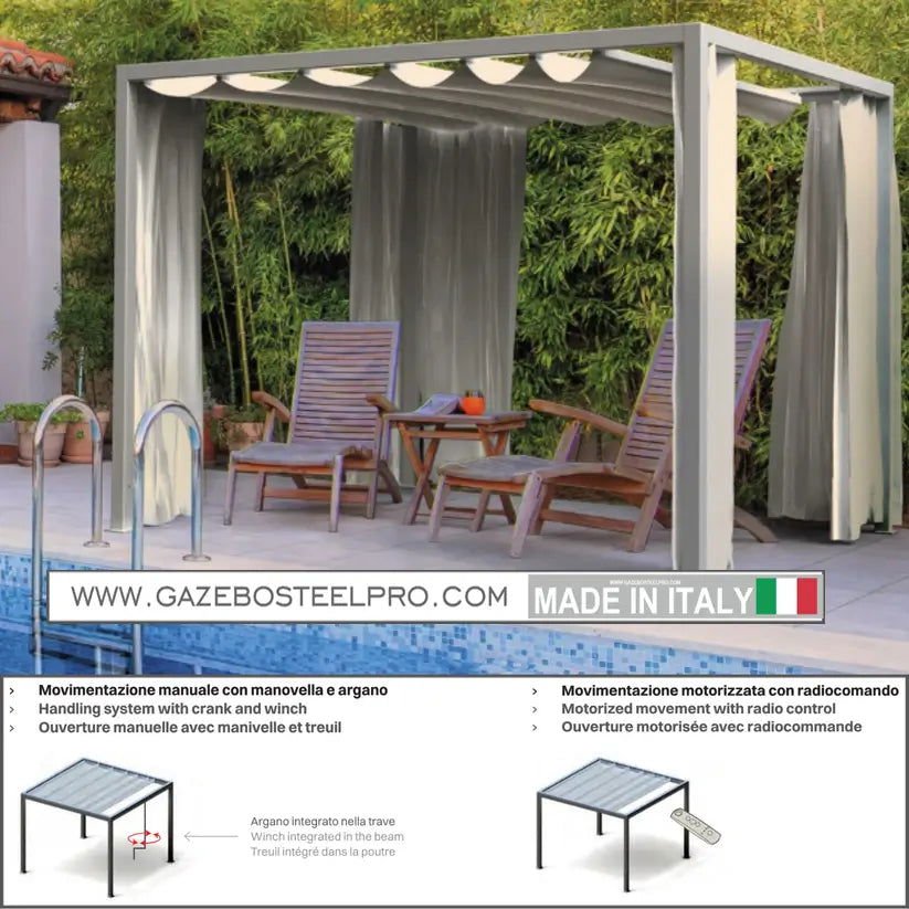 Pergola BEACH WAVE 100 - modulo singolo autoportante - Gazebo Steel Pro