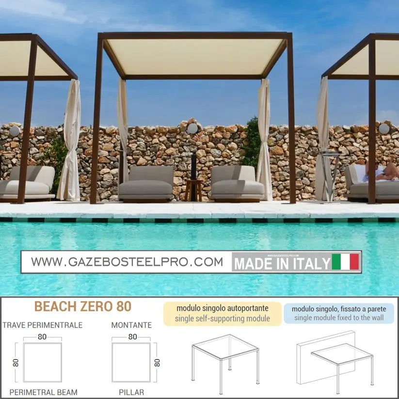 PERGOLA BEACH ZERO - 80 - 4X4 MT - Gazebo Steel Pro