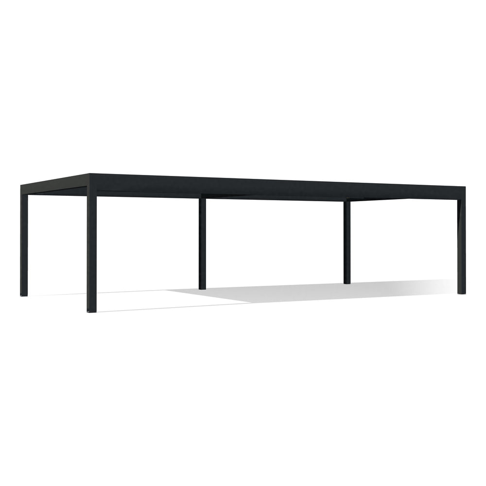 Pergola QBox Linea Big 10 × 5 m con la trave rinforzata davanti: entrata libera di 10 m, vista 3D
