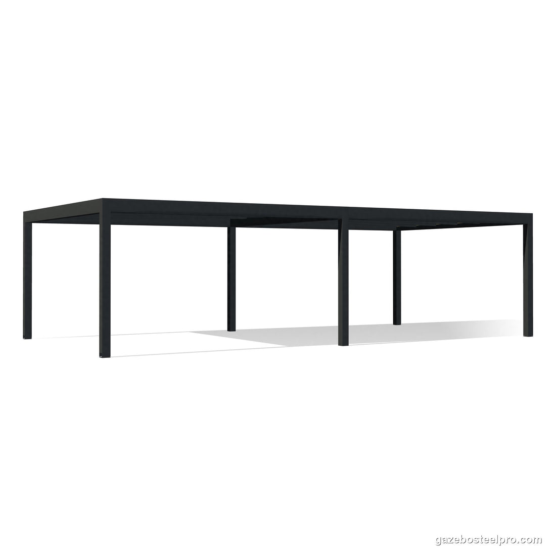 Pergola QBox Linea Big 10 × 5 m con il montante in mezzo davanti e dietro, copertura fissa, vista 3D