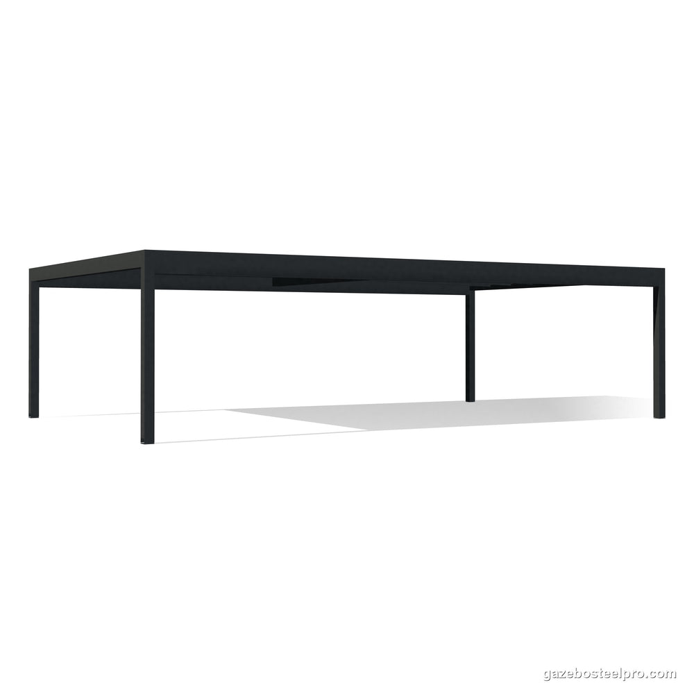 Pergola QBox Linea Big 10 × 6 m con la trave rinforzata davanti e dietro: solo 4 montanti, 60 m² liberi, vista 3D