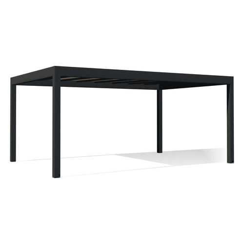 Pergola QBox Linea Medium 6 × 4 m autoportante con copertura fissa, montanti 150 × 150, vista 3D di tre quarti