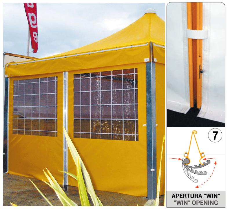 SISTEMI DI APERTURA DI APERTURA PER LATERALI IN PVC - Gazebo Steel Pro