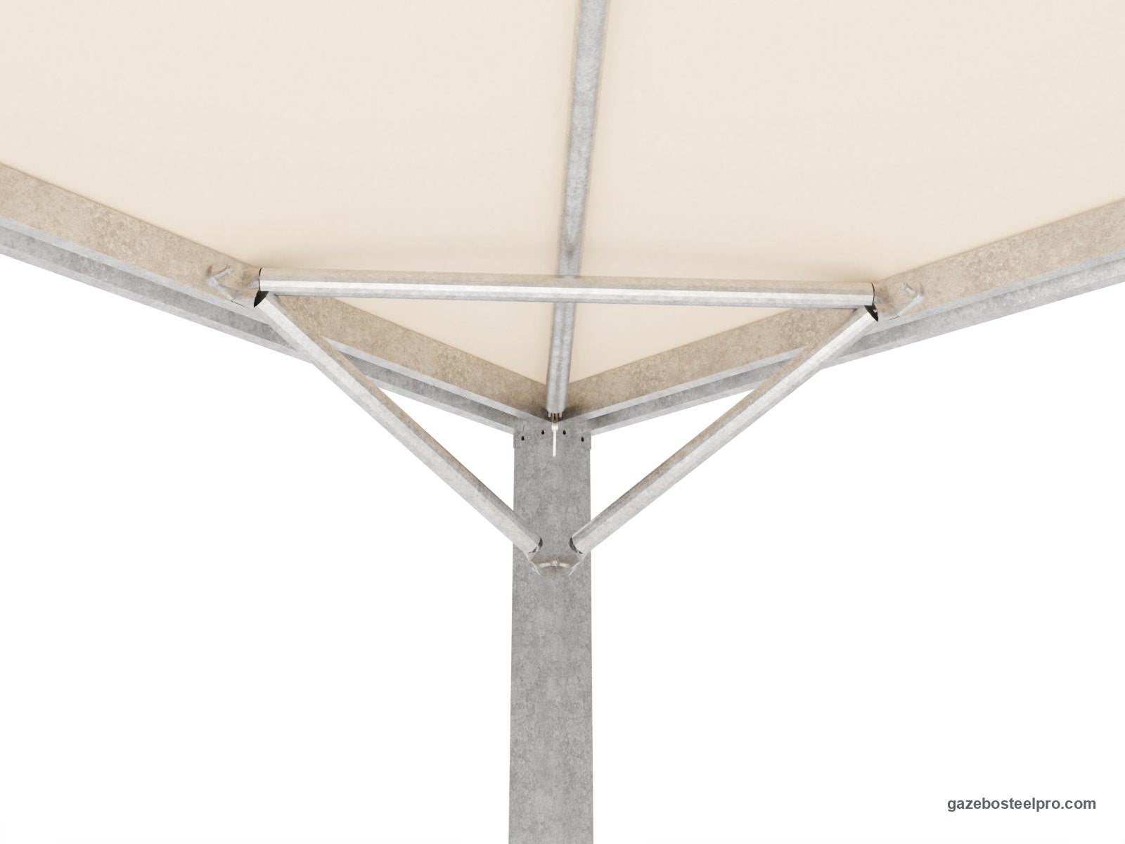 Angolo dell'Airone Max Leggero 6x6 con i traversini Ø60: uno fra trave e trave e due fra trave e montante (immagine 3D)
