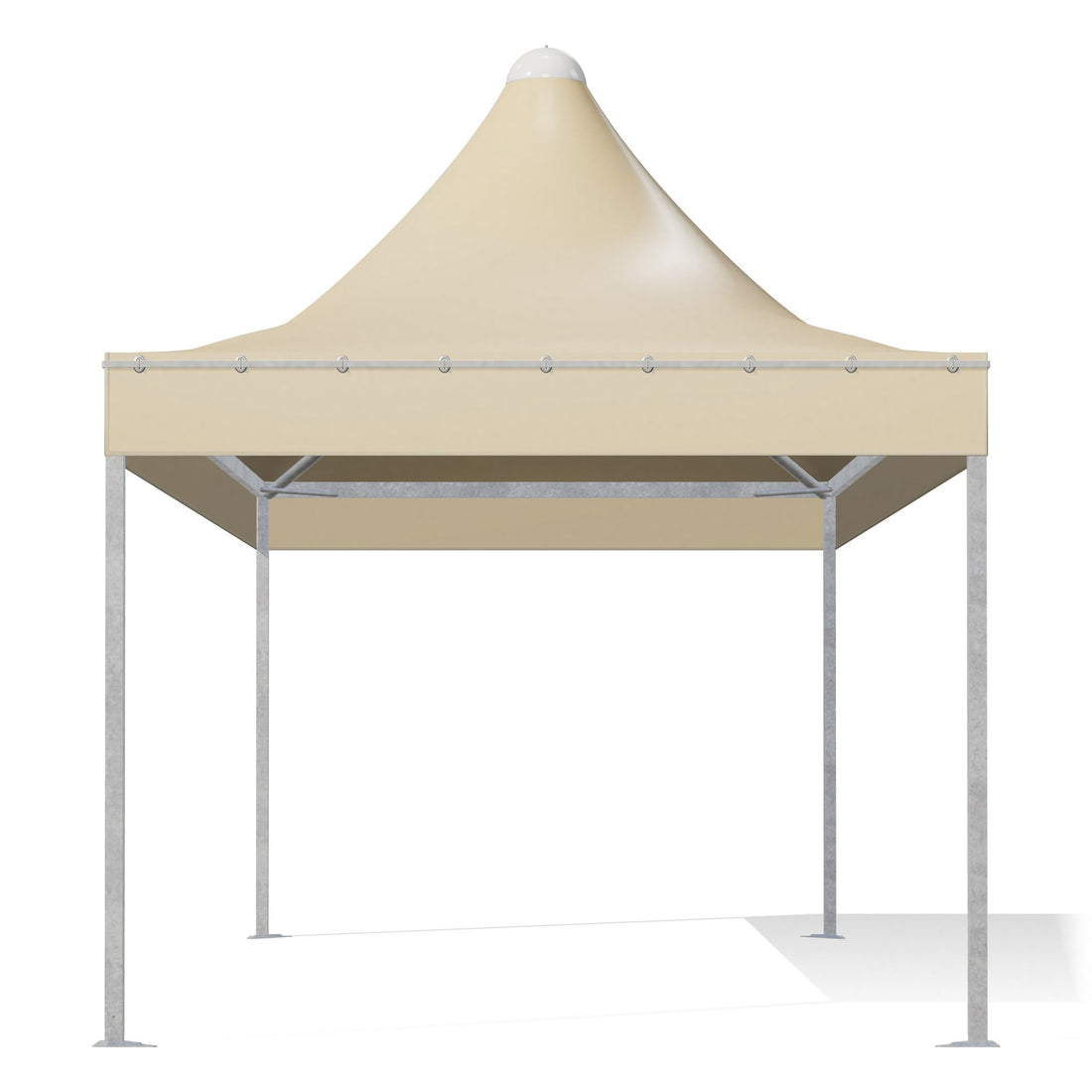 Gazebo 3x6 professionale Airone Quadro con montanti quadri in acciaio zincato, telo beige RAL 1014, vista frontale