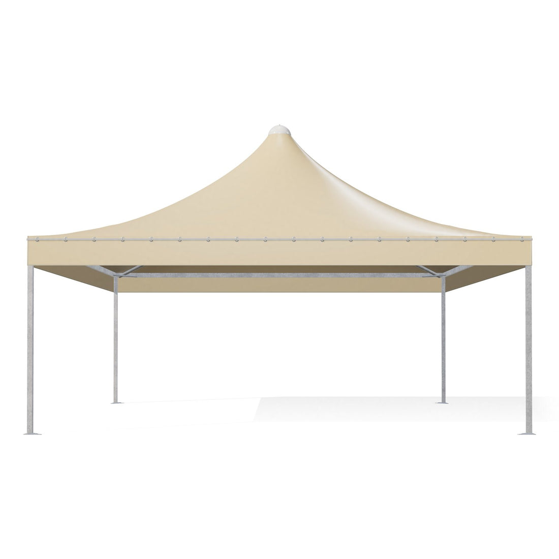Gazebo 6x6 professionale Airone Quadro con montanti quadri in acciaio zincato, telo beige RAL 1014, vista frontale