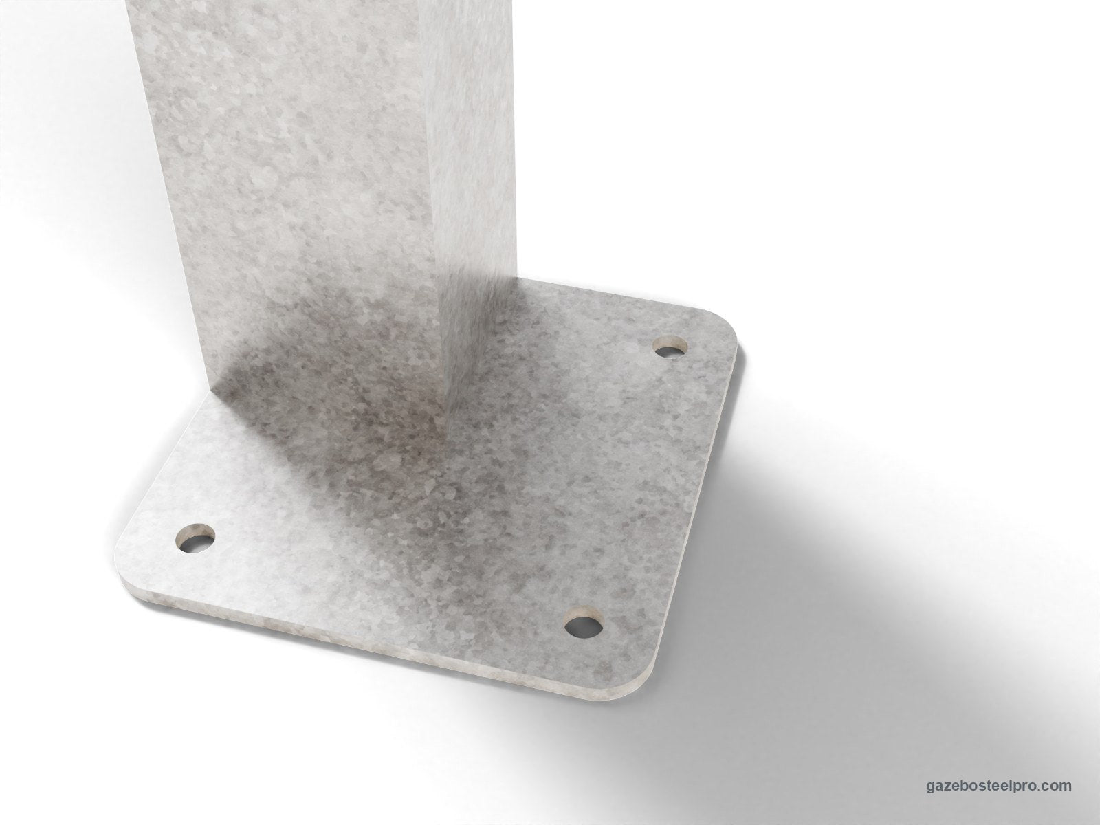 Montante 150×150 zincato dell'Airone Max Leggero sulla piastra di base 300×300 forata (immagine 3D)