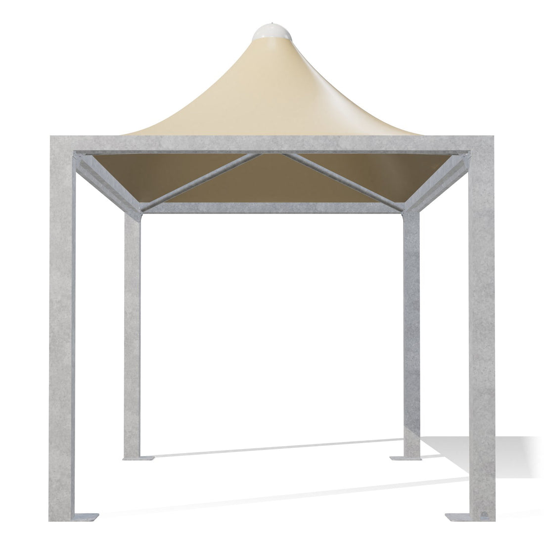 Gazebo 3x4 Airone Max Leggero con montanti quadri 150×150 in acciaio zincato, telo beige RAL 1014, vista frontale