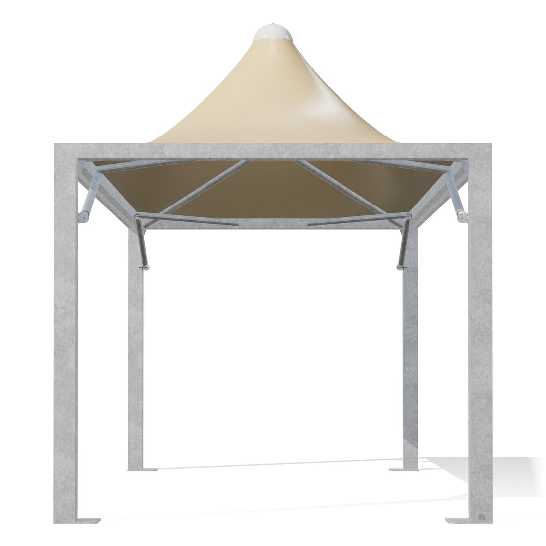 Gazebo 3x6 Airone Max Leggero con montanti quadri 150×150 in acciaio zincato, telo beige RAL 1014, vista frontale