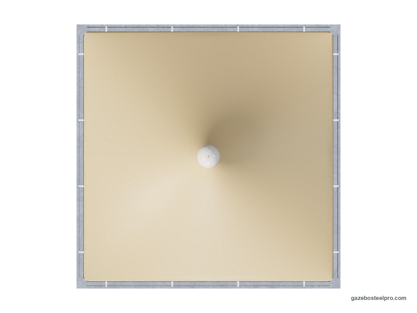Gazebo 4x4 Airone Max Leggero dall'alto: pianta 4 × 4 m, 16 m², telo beige con la punta al centro