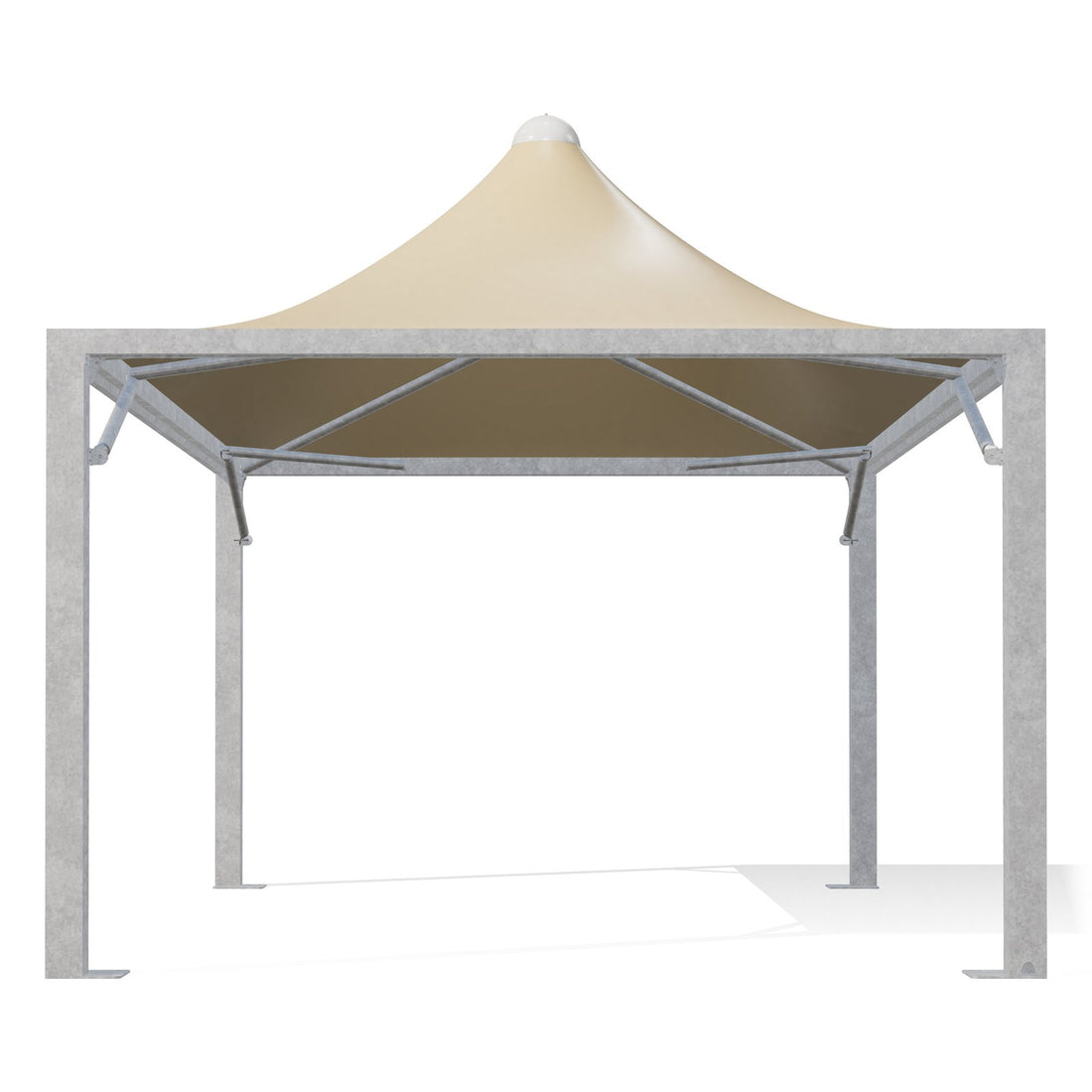 Gazebo 4x6 Airone Max Leggero con montanti quadri 150×150 in acciaio zincato, telo beige RAL 1014, vista frontale