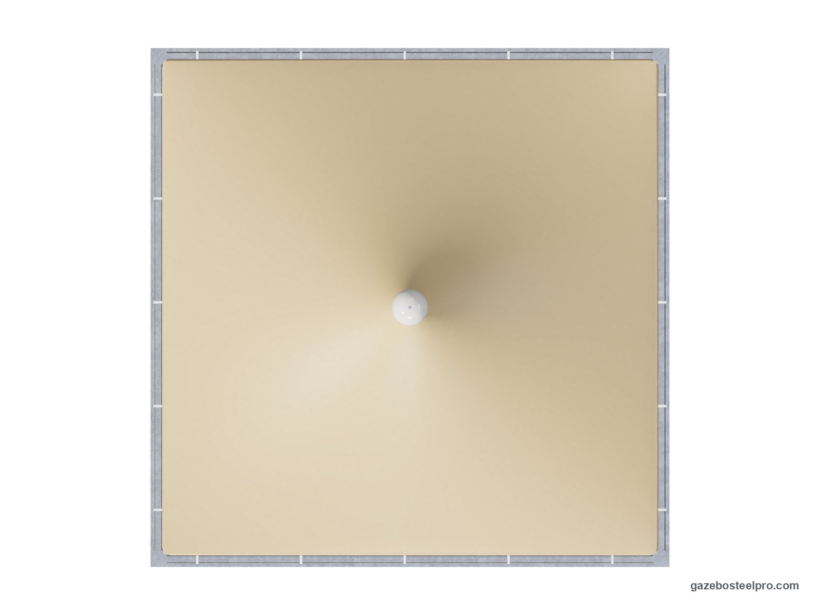 Gazebo 5x5 Airone Max Leggero dall'alto: pianta 5 × 5 m, 25 m², telo beige con la punta al centro