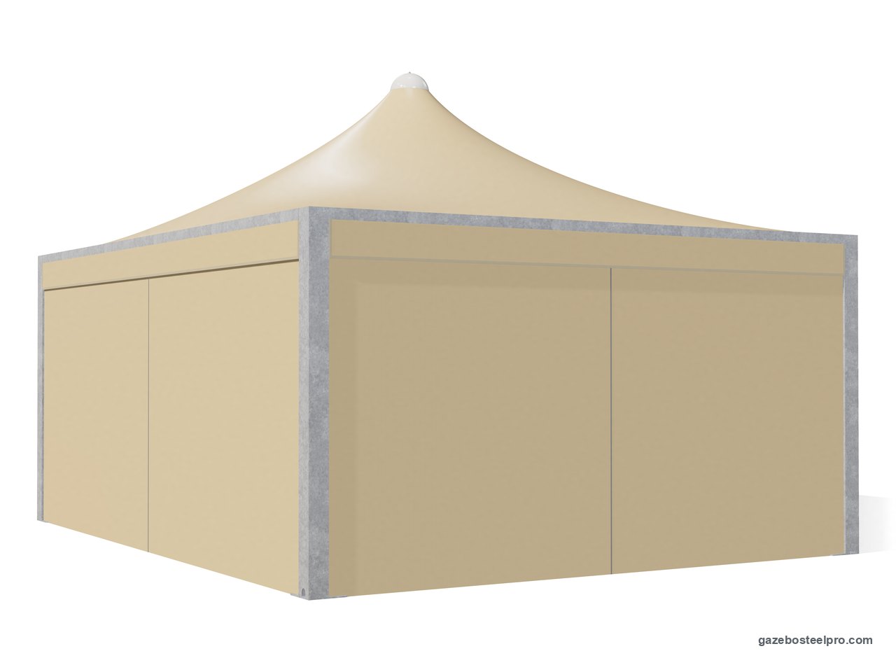 Gazebo 5x6 Airone Max Leggero chiuso su quattro lati con i laterali scorrevoli in PVC beige