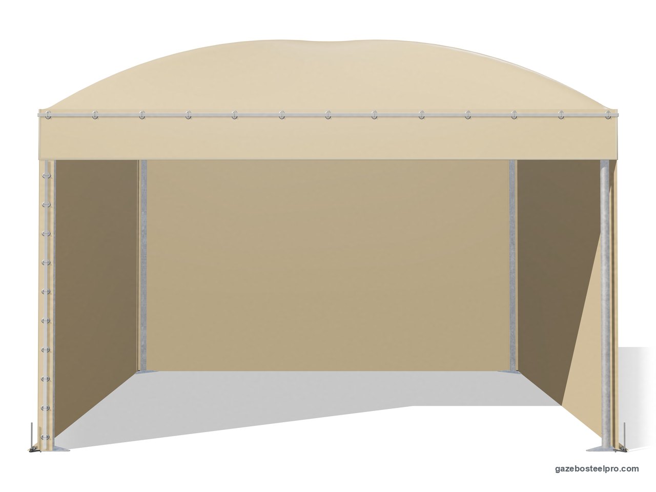 Gazebo Gemma Basic chiuso su tre lati con le pareti in PVC, fronte aperto