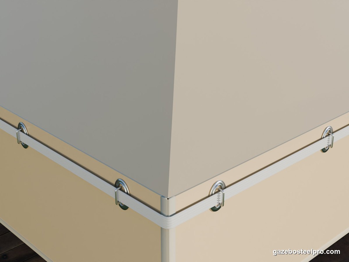 Telo PVC 650 lucido RAL 1014 da vicino, con gli occhielli