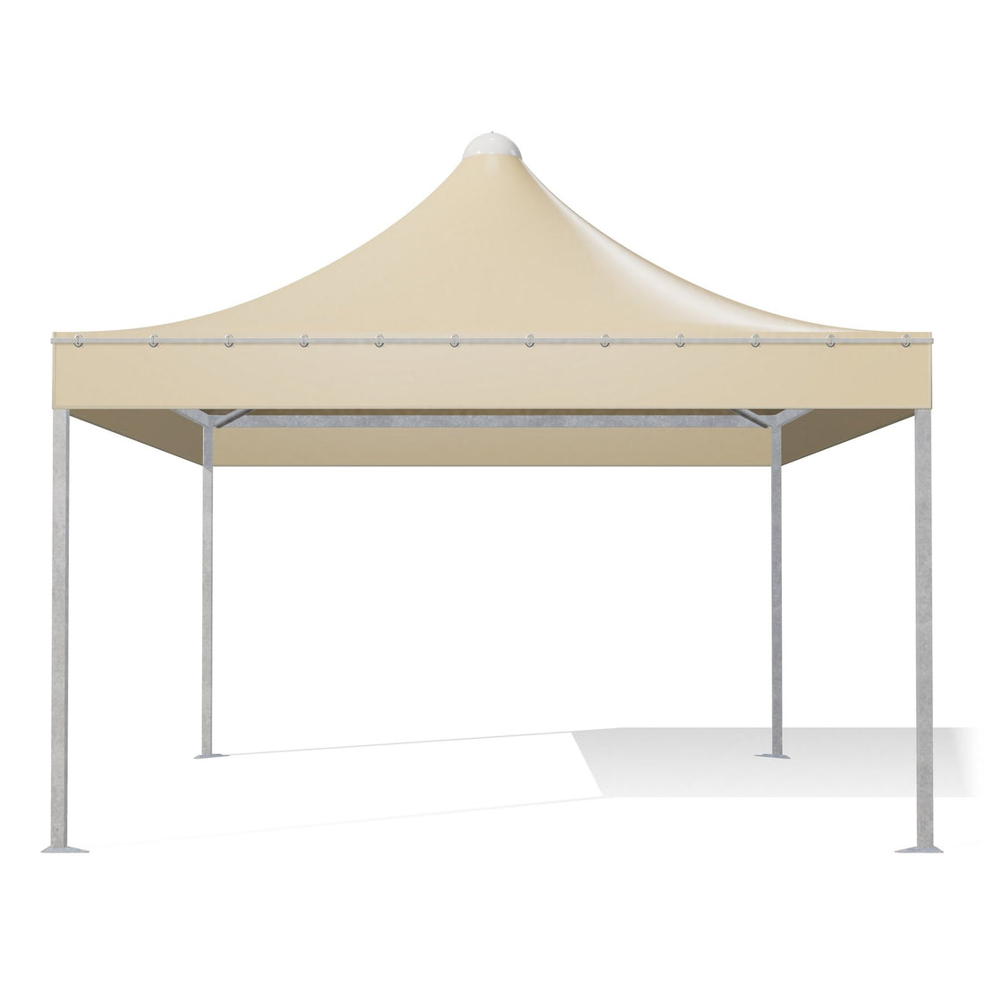 Gazebo 4x4 Airone Quadro con montanti quadri in acciaio zincato, telo beige RAL 1014, vista frontale