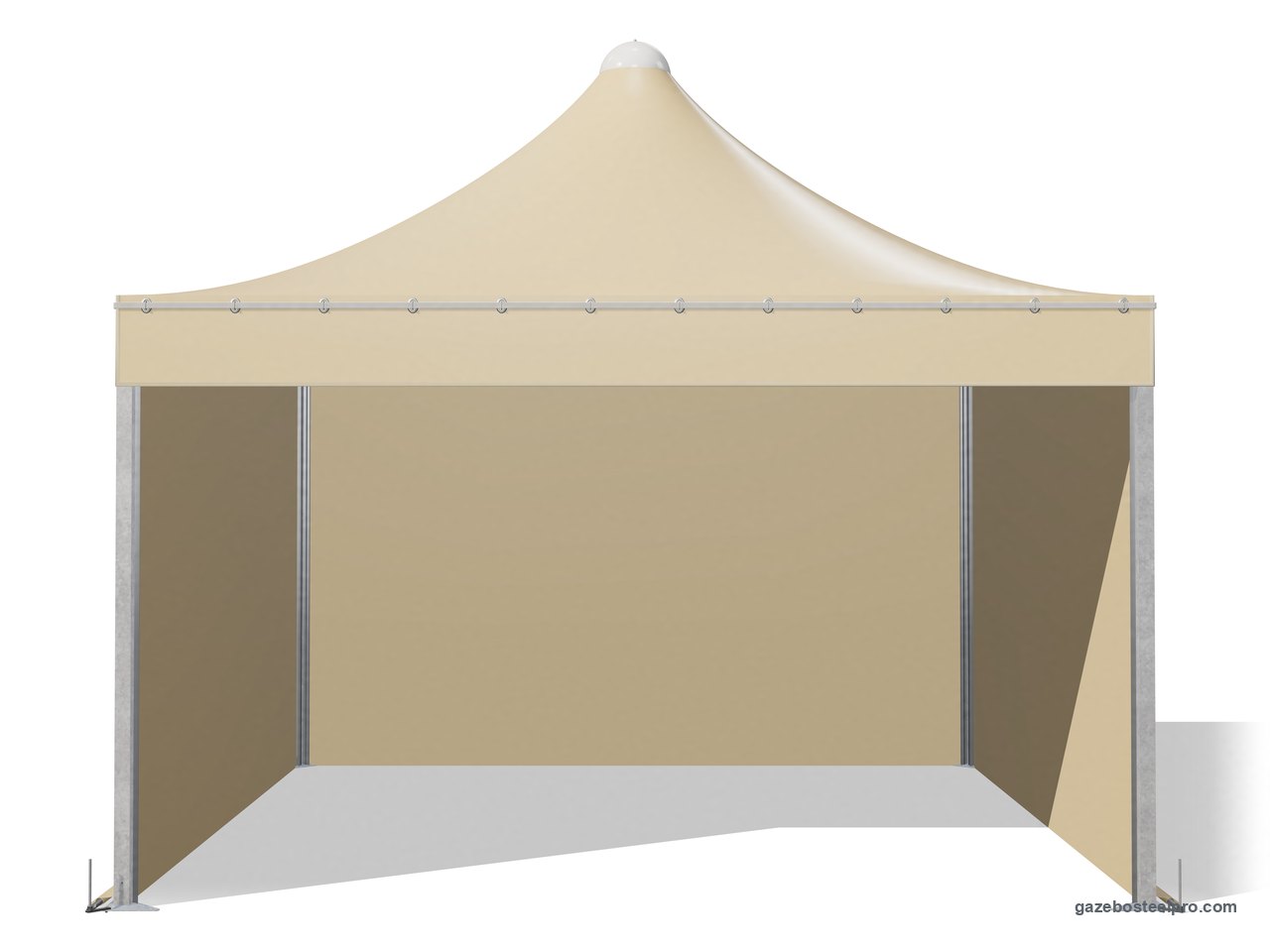 Gazebo Airone Quadro chiuso su tre lati con le pareti in PVC, fronte aperto