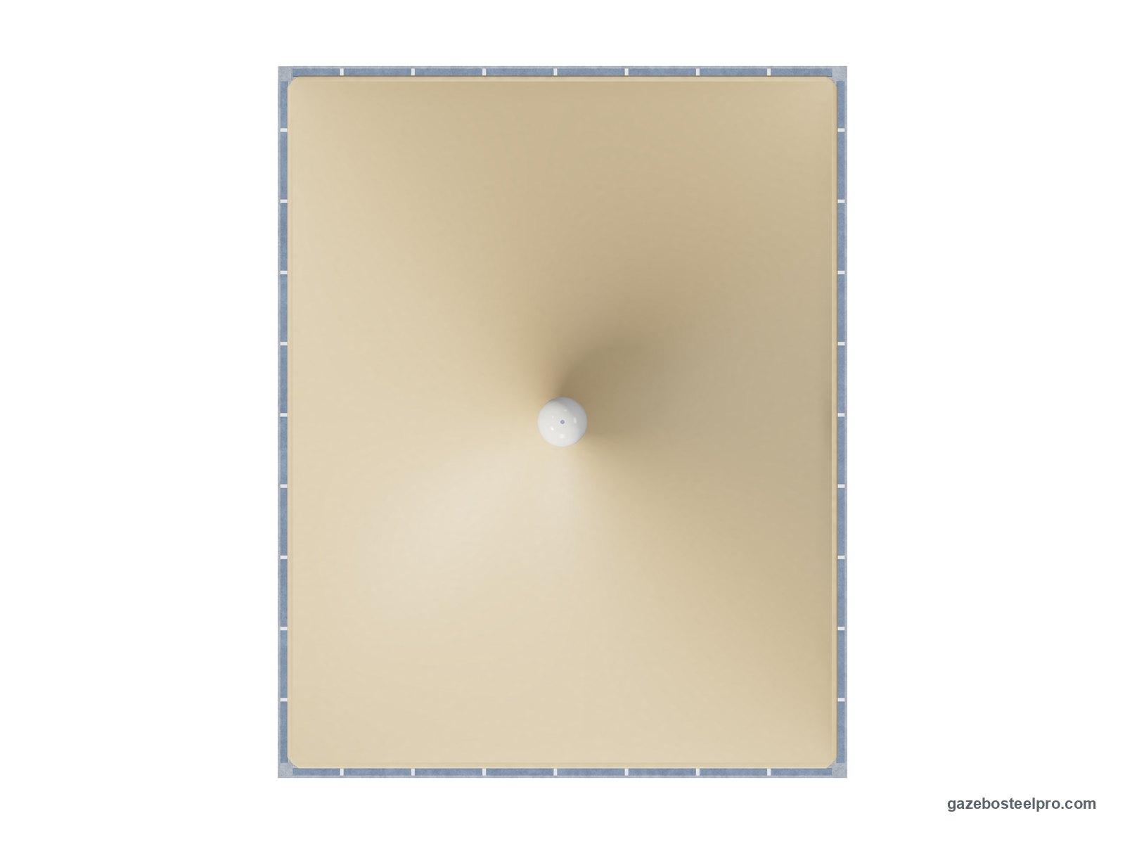 Gazebo 4x5 Airone Middle dall'alto: pianta 4 × 5 m, 20 m², telo beige con la punta al centro
