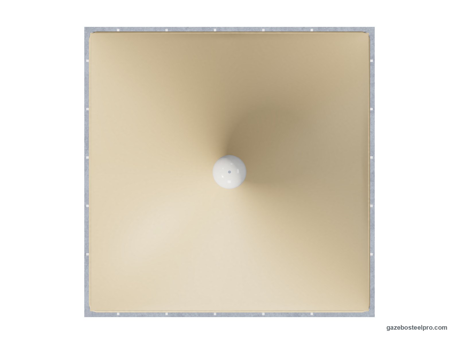 Gazebo 3x3 Airone Minimax dall'alto: pianta 3 × 3 m, 9 m², telo beige con la punta al centro