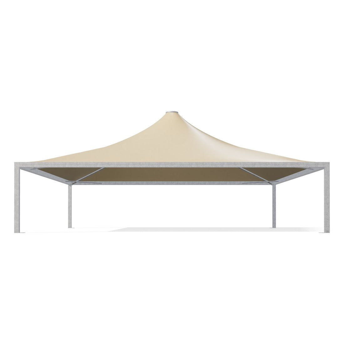 Gazebo 12x12 Airone Max Pesante di fronte: montanti 175×175 zincati e telo beige RAL 1014