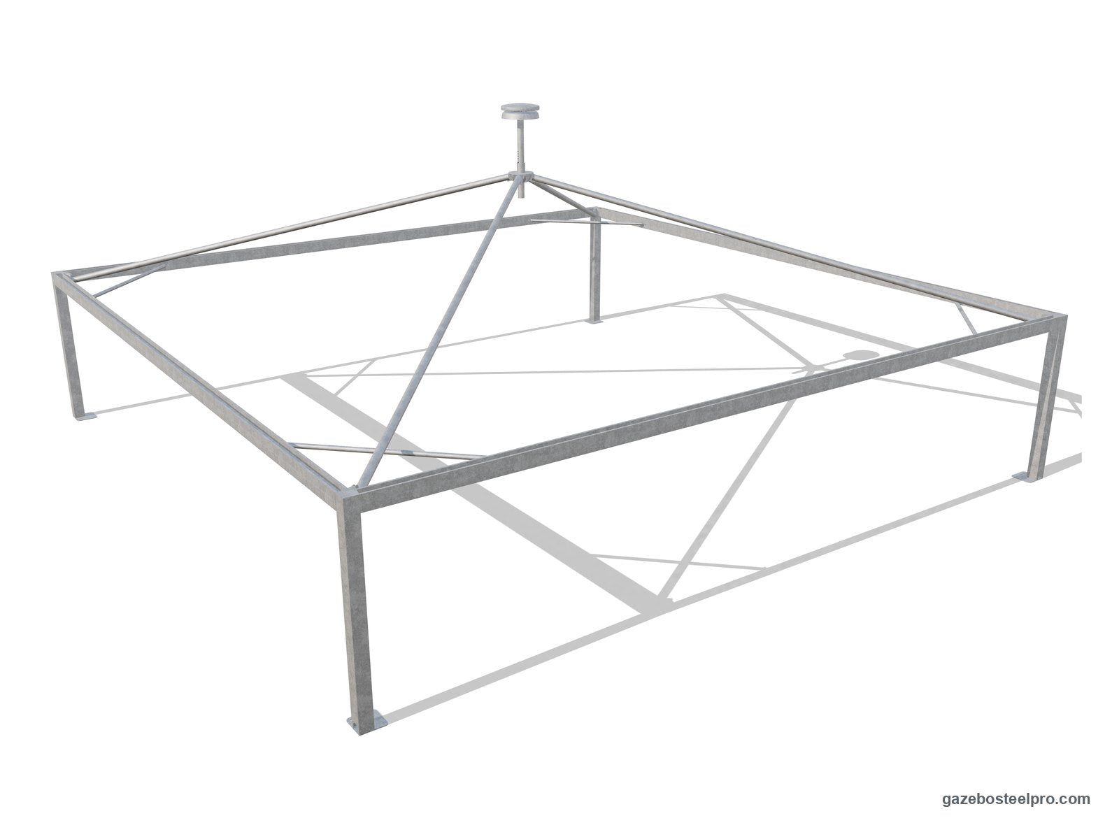 Telaio del gazebo 12x12 Airone Max Pesante senza telo: montanti 175×175, trave a C, traverse Ø102 e traversini