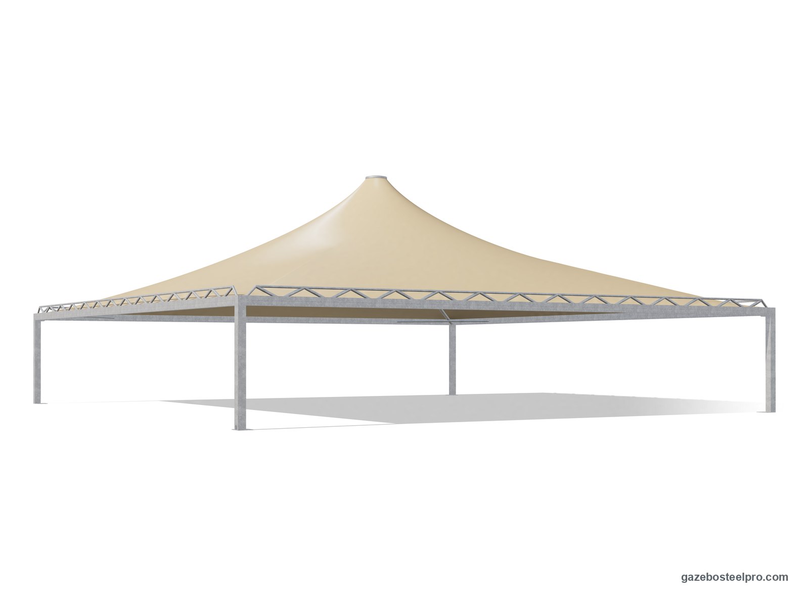Gazebo 15x15 Airone Max Pesante con i quattro lati liberi: quattro montanti d'angolo e traliccio sopra le travi