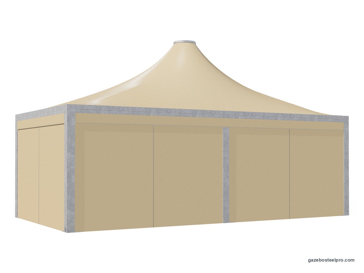Gazebo 4x8 Airone Max Pesante chiuso su quattro lati con i laterali scorrevoli in PVC beige