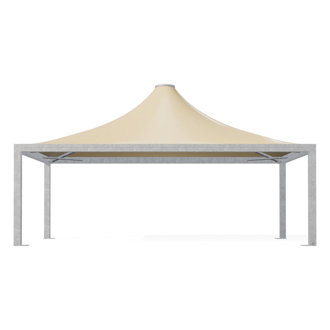 Gazebo 4x8 Airone Max Pesante di fronte: montanti 175×175 zincati e telo beige RAL 1014