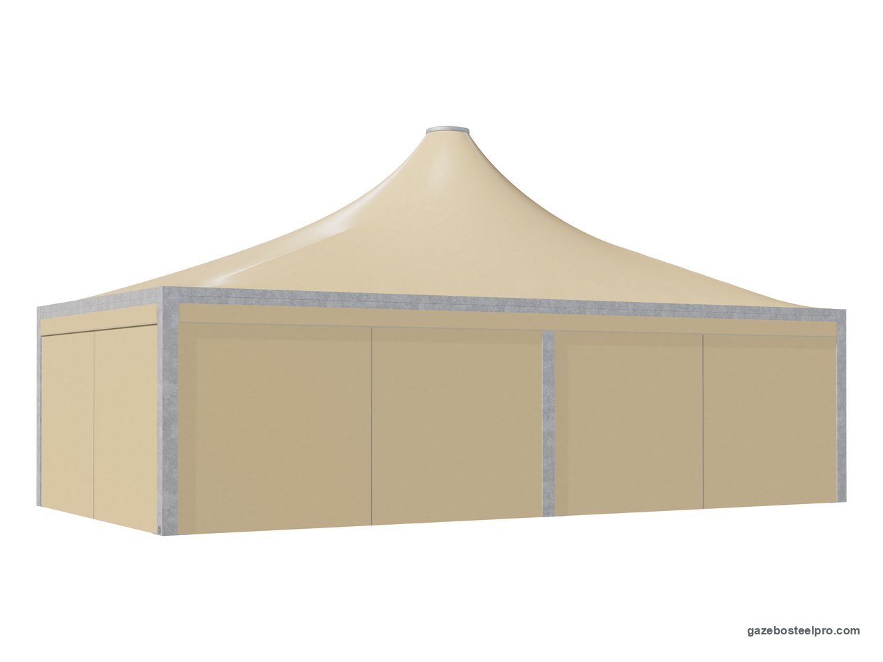 Gazebo 5x10 Airone Max Pesante chiuso su quattro lati con i laterali scorrevoli in PVC beige