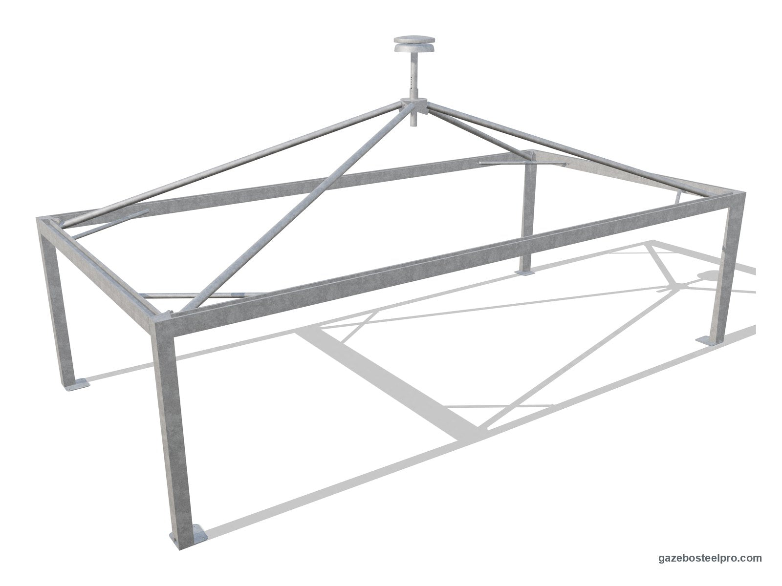 Telaio del gazebo 5x10 Airone Max Pesante senza telo: montanti 175×175, trave a C, traverse Ø102 e traversini