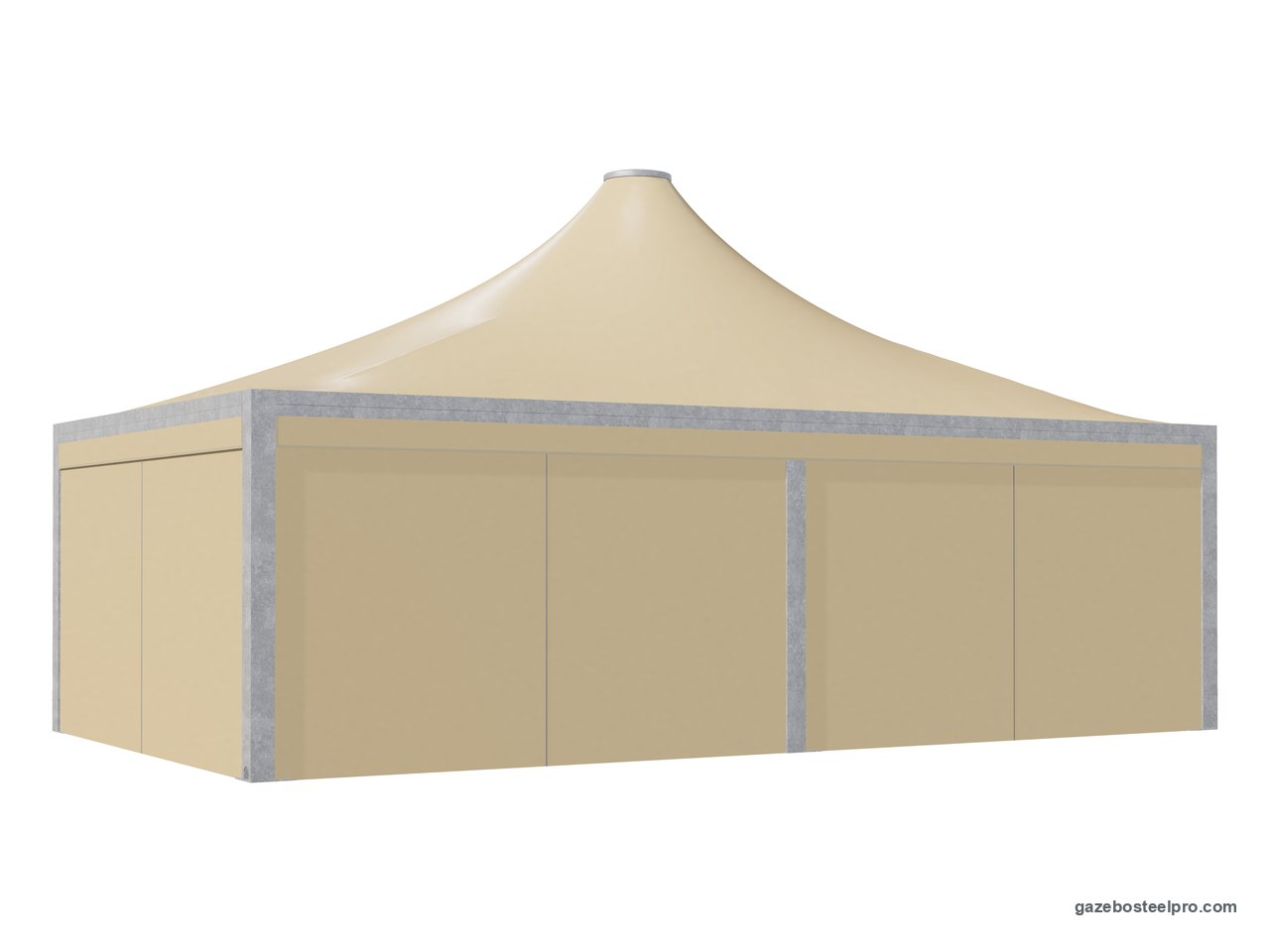 Gazebo 5x9 Airone Max Pesante chiuso su quattro lati con i laterali scorrevoli in PVC beige