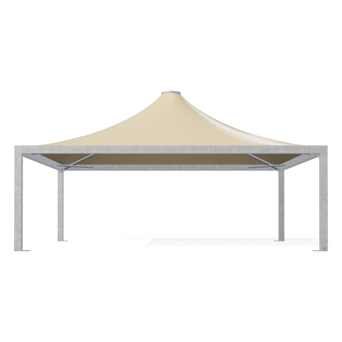 Gazebo 6x8 Airone Max Pesante di fronte: montanti 175×175 zincati e telo beige RAL 1014
