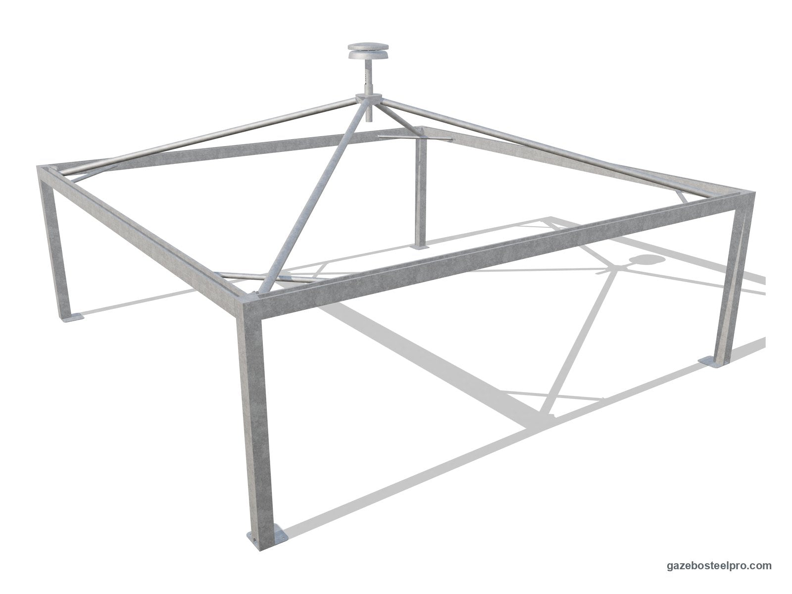 Telaio del gazebo 8x8 Airone Max Pesante senza telo: montanti 175×175, trave a C, traverse Ø102 e traversini