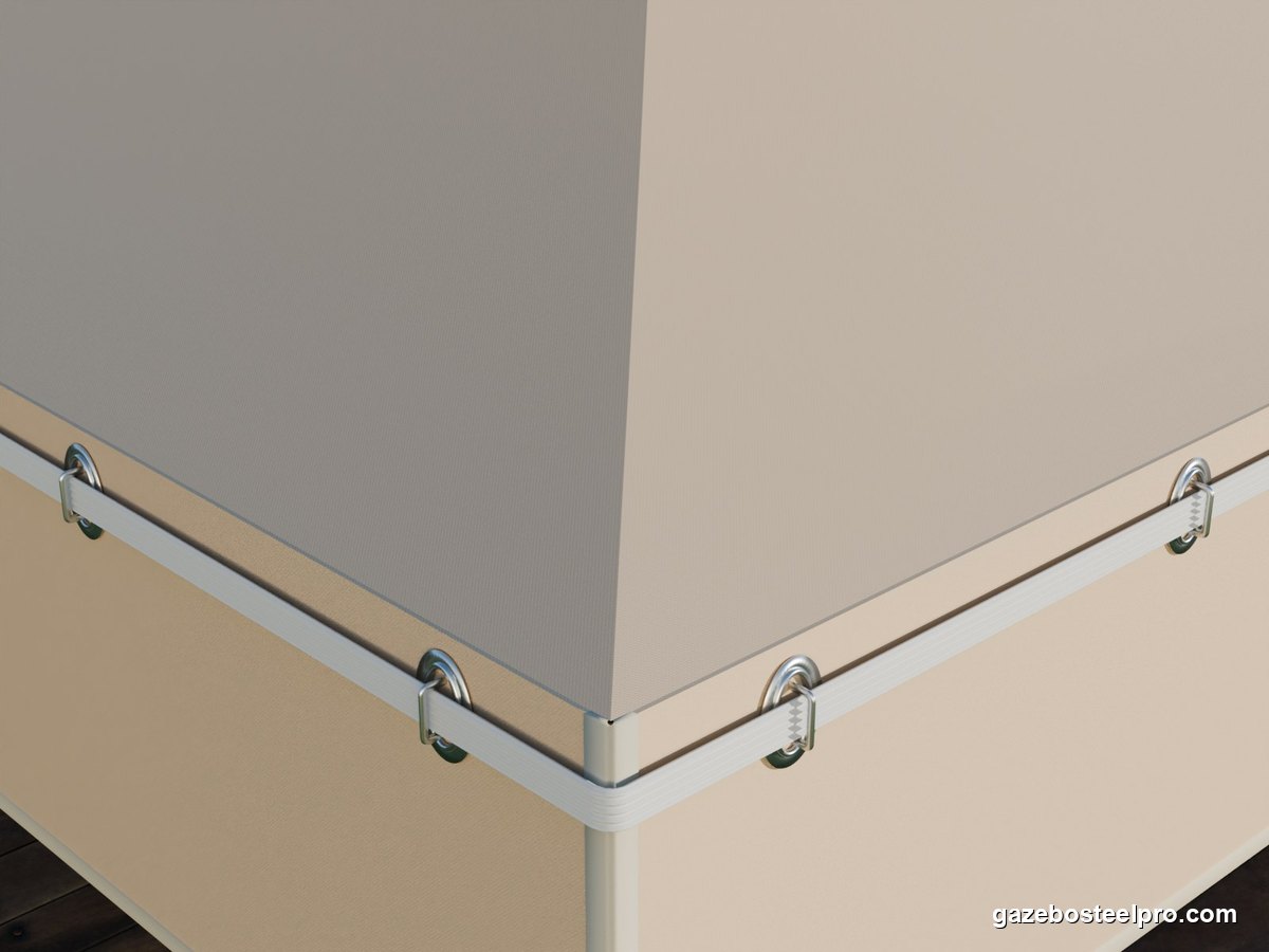 Telo PVC 650 opaco beige da vicino, con gli occhielli