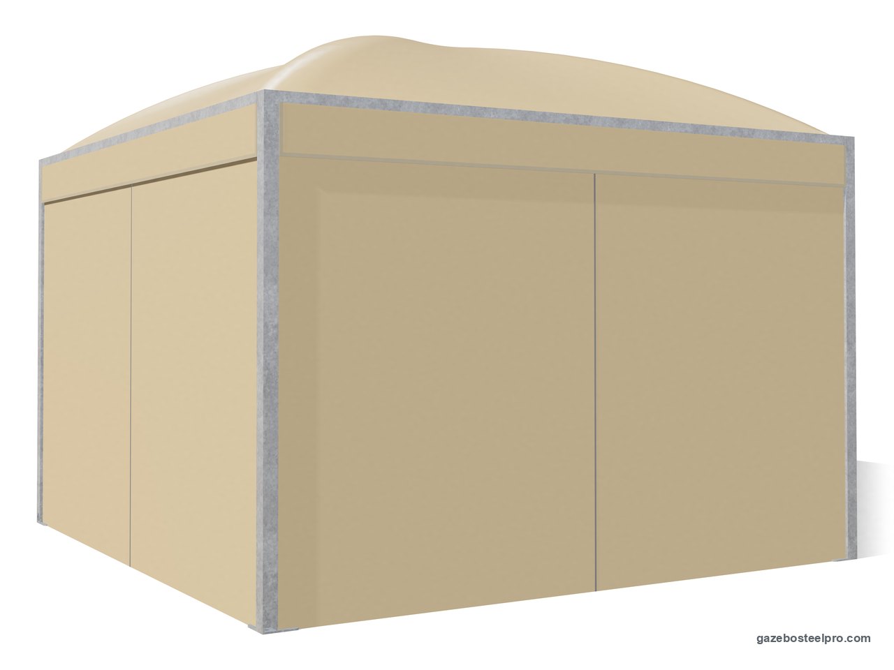 Gazebo Cicogna Minimax chiuso su quattro lati con i laterali scorrevoli in PVC beige