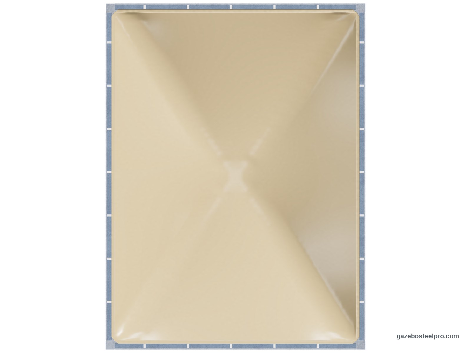 Gazebo 3x4 Cicogna Middle dall'alto: pianta 3 × 4 m, 12 m², telo beige sui due archi in diagonale