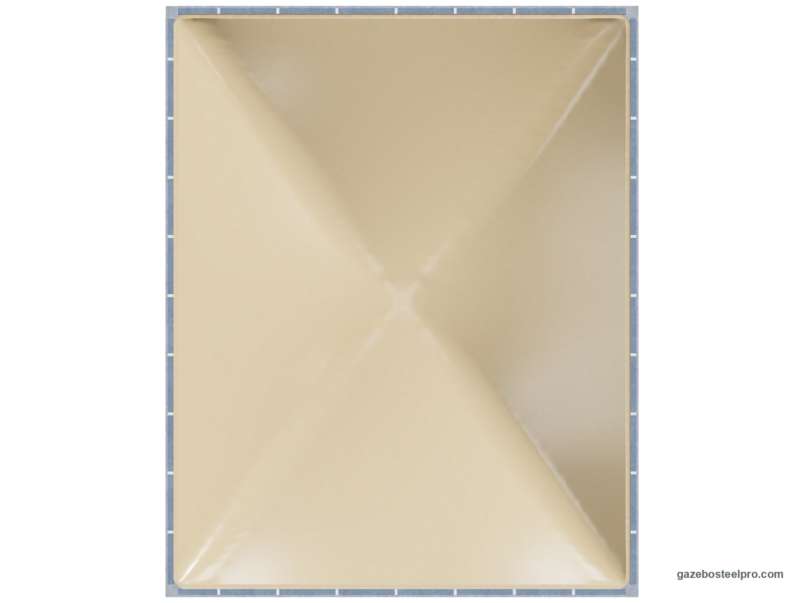 Gazebo 4x5 Cicogna Middle dall'alto: pianta 4 × 5 m, 20 m², telo beige sui due archi in diagonale