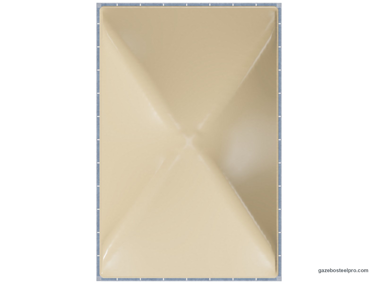 Gazebo 4x6 Cicogna Middle dall'alto: pianta 4 × 6 m, 24 m², telo beige sui due archi in diagonale
