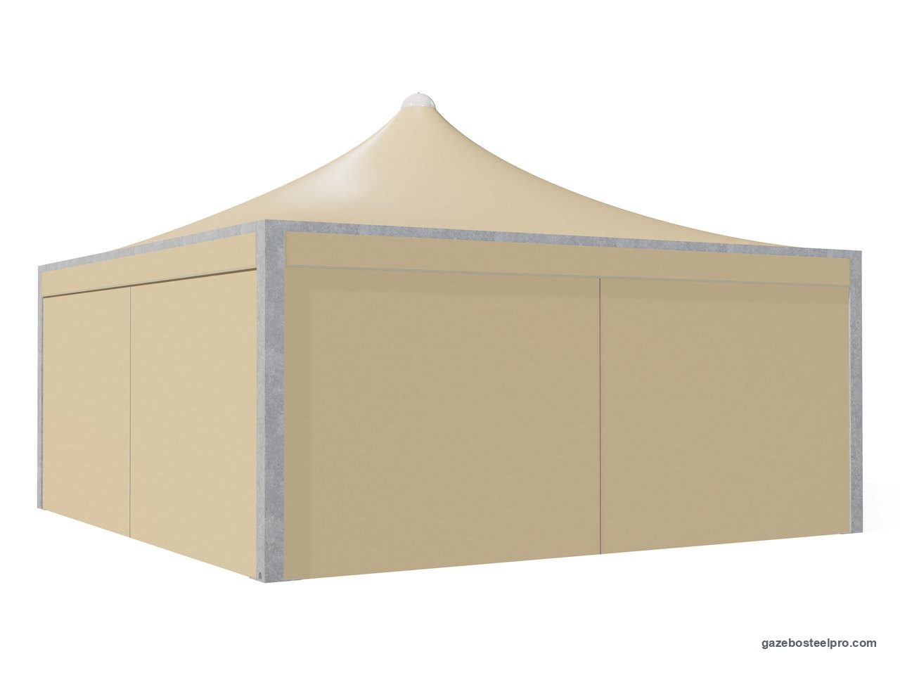 Gazebo 6x6 Airone Max Leggero chiuso su quattro lati con i laterali scorrevoli in PVC beige