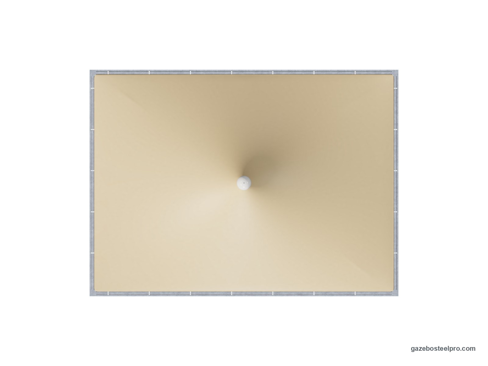 Gazebo 7,5x5,5 Airone Max Leggero dall'alto: pianta 7,50 × 5,50 m, 41,25 m², telo beige con la punta al centro