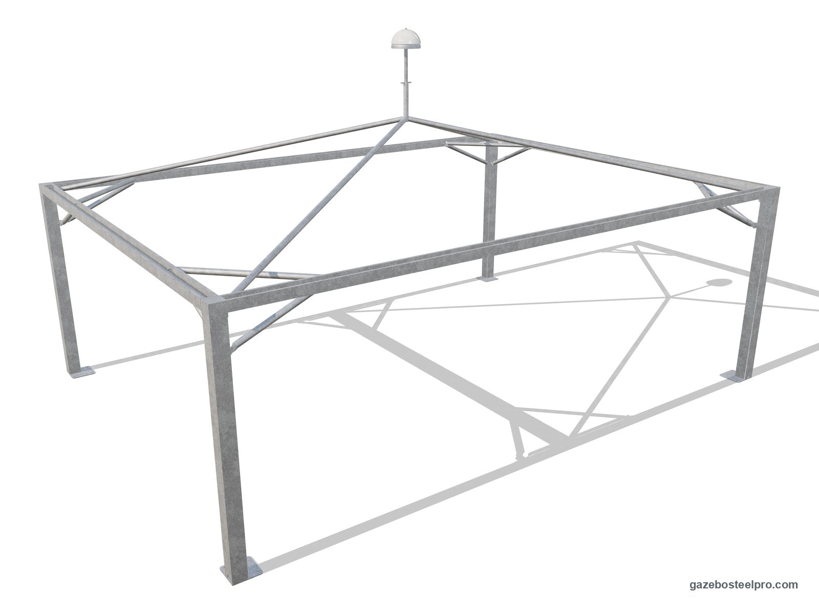 Telaio del gazebo 7,5x5,5 Airone Max Leggero senza telo: montanti 150×150, trave a C, traverse e traversini agli angoli