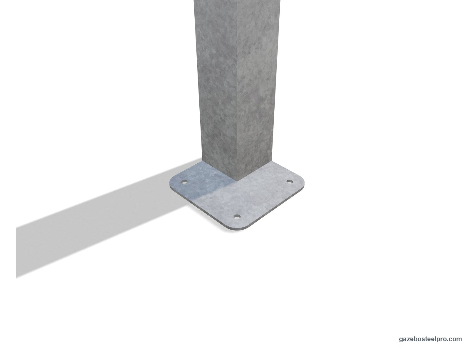Montante 175×175 zincato dell'Airone Max Pesante sulla piastra di base 350×350 (immagine 3D)