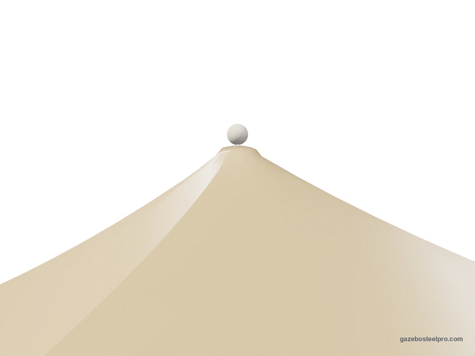 Cima del gazebo Airone New: la sfera Ø15 sul colmo, sopra il telo beige RAL 1014, immagine 3D