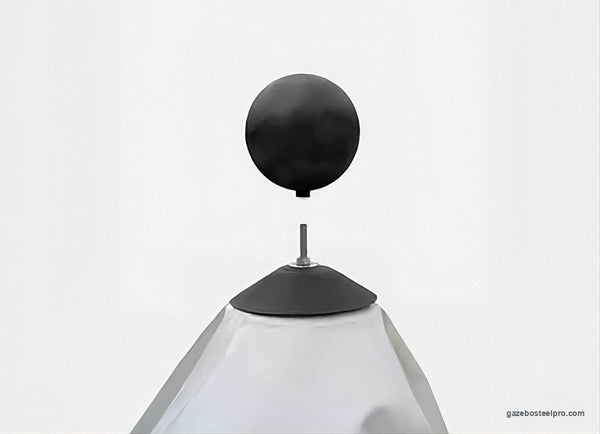 Sfera scura del colmo dell'Airone New che si infila sul perno sopra il cappellotto