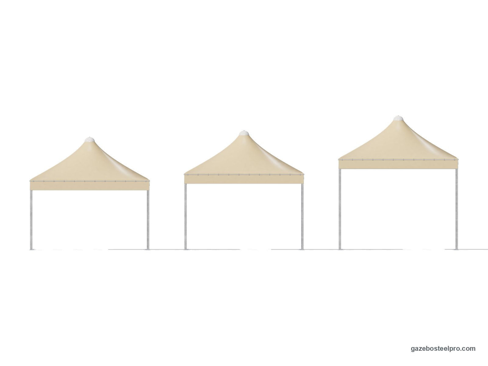Lo stesso gazebo Airone Quadro a 228, 250 e 300 cm sotto la trave
