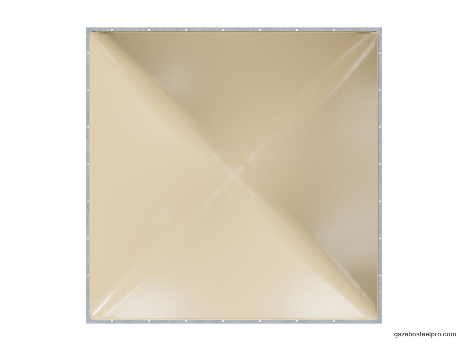 Gazebo 4x4 Cicogna Minimax dall'alto: pianta 4 × 4 m, 16 m², telo beige sui due archi in diagonale