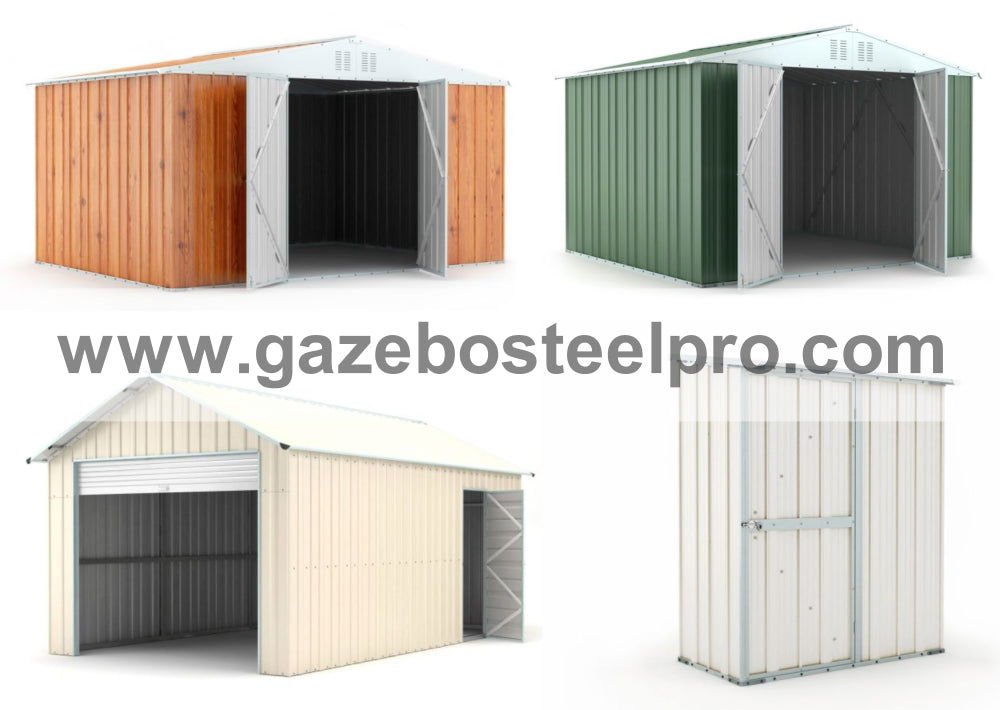 Box da Giardino in Acciaio Zincato – Colori Bianco, Verde, Beige e Legno - Gazebo Steel Pro