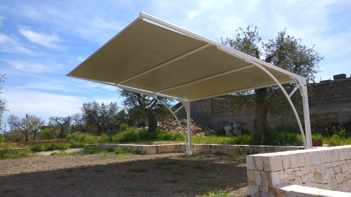 Grifone – Carport in Acciaio con Telo in Membrana Tessile