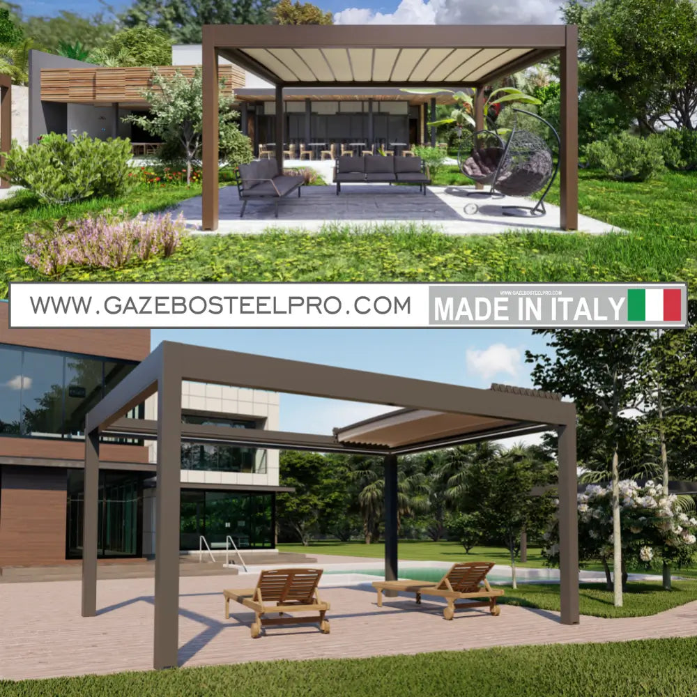 Pergola QBOX K Retrattile - AC2 - LARGHEZZA 600 CM - Gazebo Steel Pro #