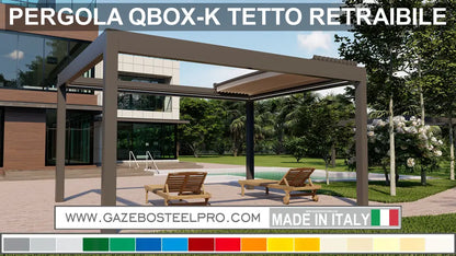 Pergola QBOX K Retrattile - AC2 - LARGHEZZA 600 CM - Gazebo Steel Pro #